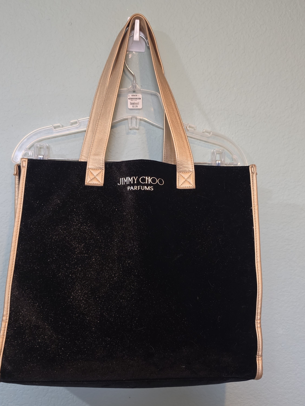 Jimmy Choo Parfums Black & Gold Glitter Large Tote Shopper Travel Bag Purse